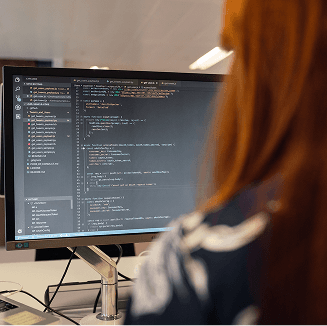 Software engineer working on code